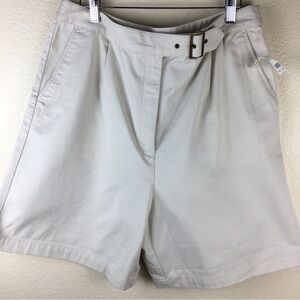 Talbots Women's Beige khaki Shorts Pleats Attached Belt Size 16 NWT